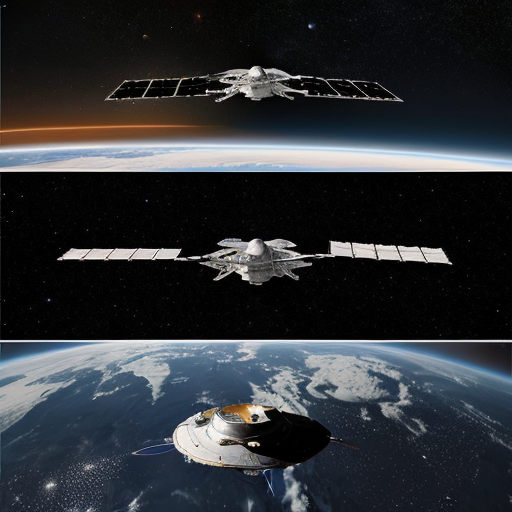 Mostrare l’astronave dall’esterno nello spazio profondo, includendo **due viste nella stessa immagine** (ad esempio vista a tre quarti e vista laterale o dall’alto).  
> L’astronave deve apparire piccola e agile, con fusoliera aerodinamica, propulsori posteriori luminosi, antenne e dettagli funzionali, finestrini panoramici.  
> Illuminazione cinematografica, riflessi realistici sulla scocca, stelle e un pianeta sullo sfondo per dare scala, resa ultra-dettagliata, qualità 4K.