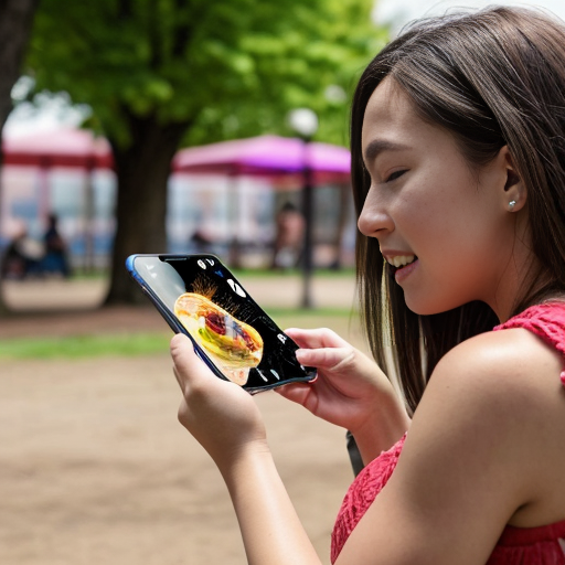 Goretzka play game on apple phone and Vanessa play game on apple phone at the park 