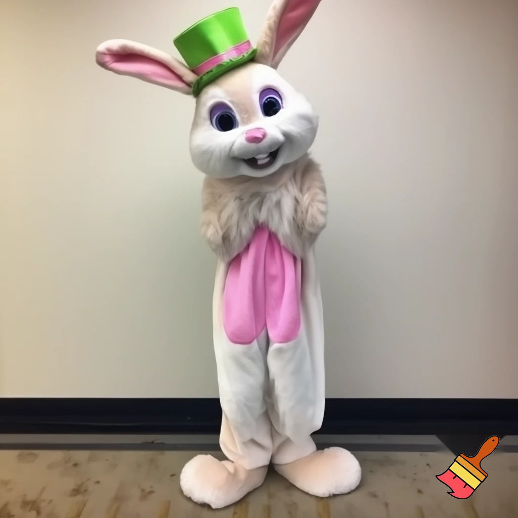 Easter bunny mascot top hat costume