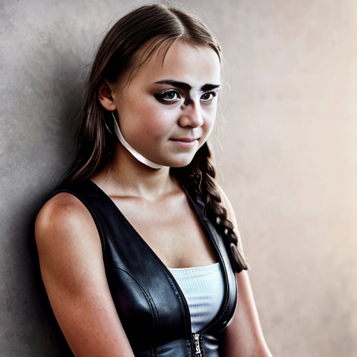 Greta Thunberg in leather dress