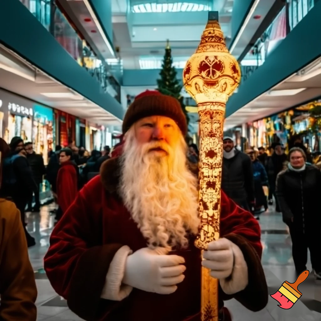 Santa Claus magic walking stick staff Russia shopping Centre Australia shopping