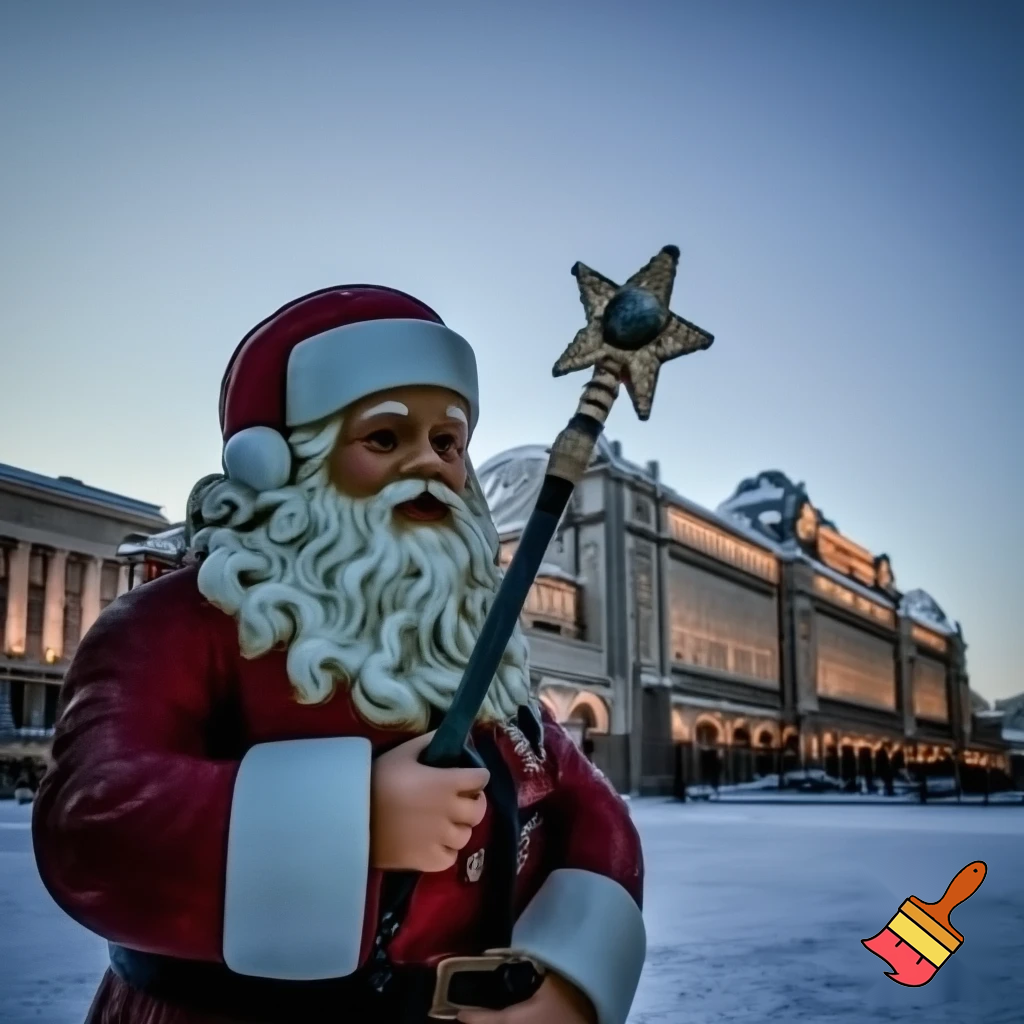  Santa Claus, Russia walking stick with a star shopping centre the real Santa Claus