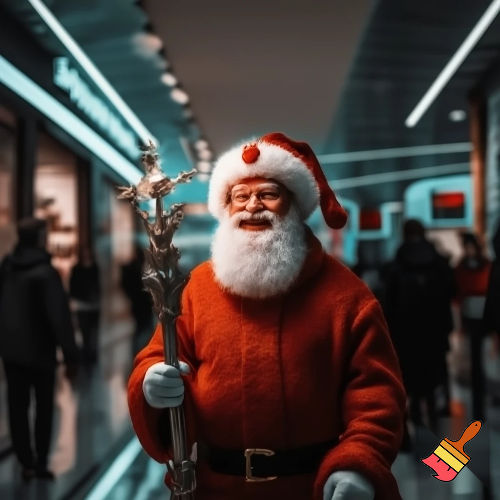 Santa Claus magic walking stick staff Russia shopping Centre Australia shopping immune in a star