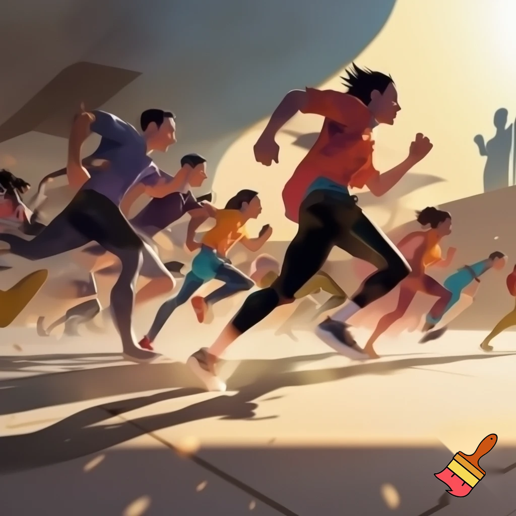 People running in the place