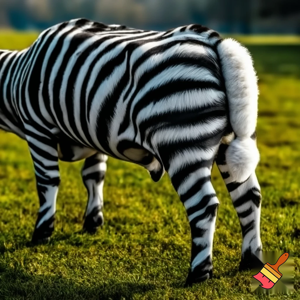 cow with zebra stripes and sheep tail
