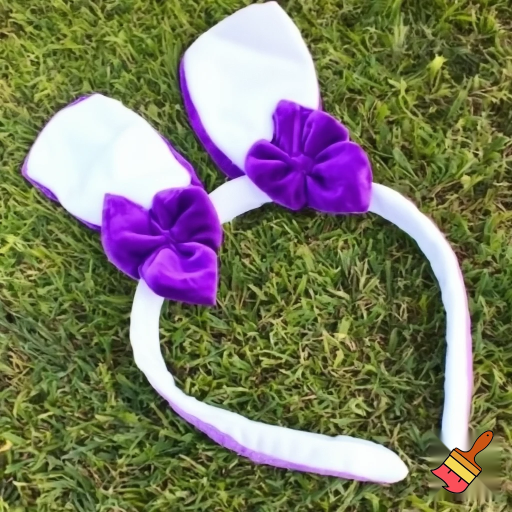 Easter bunny headband, top hat, Easter hat headband, top hat, purple and white, purple and white velvet top hat