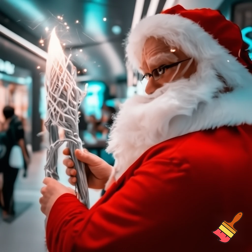 Santa Claus magic walking stick staff Russia shopping Centre Australia shopping immune in a star