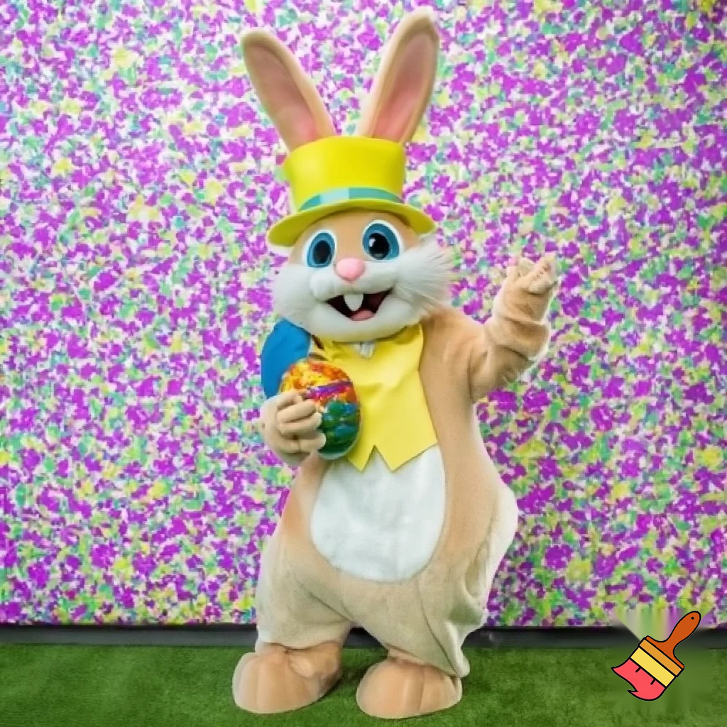 Easter bunny mascot top hat costume