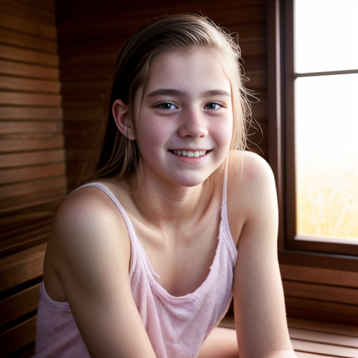 Young teen in ethereal pastel watercolor, capturing a youthful, hopeful spirit, with soft lighting and delicate brush strokes. bastu, sauna