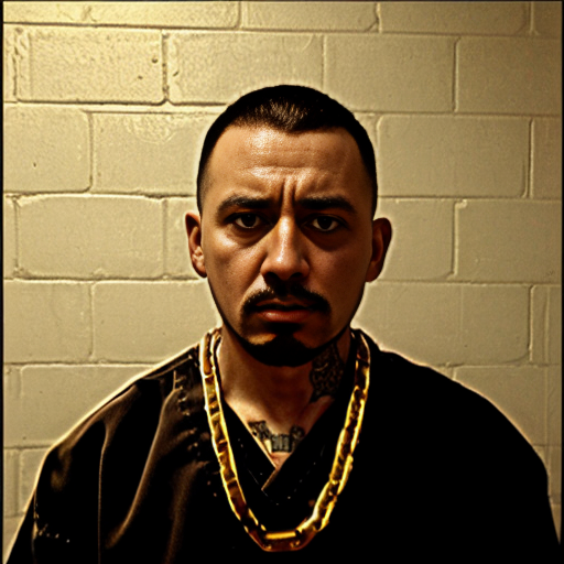  rat, evil, sinister, wearing prison outfit, mugshot style, no human, 
gold chain
