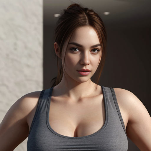 Attractive curvy woman with an ash half up half down wearing tank top