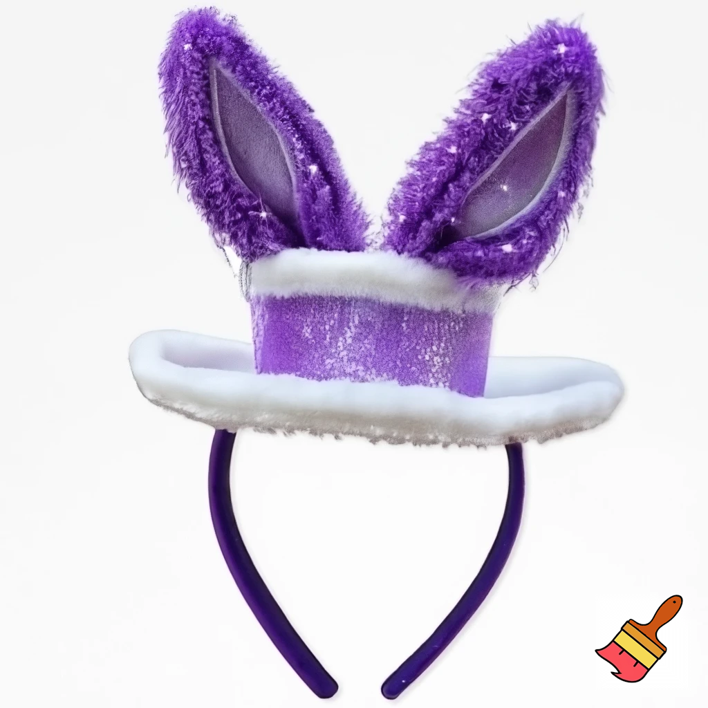 Special top hat headband Easter headband with rabbit, ears, purple and white purple and white with glitter