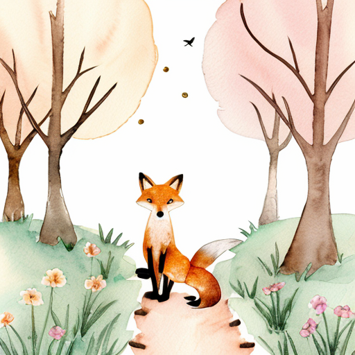 Children’s book watercolor illustration, soft pastel palette, warm magical forest atmosphere.

Andy, a small cute fox cub with bright orange fur, cream belly, fluffy oversized tail and big amber expressive eyes, stands in the Forest of Colors while the animals prepare for the traditional Glowing Path ceremony.

Around him, rabbits, hedgehogs, birds and squirrels decorate a winding forest path with tiny lanterns and flowers. Fireflies begin to gather above the path like floating stars. The trees are tall and colorful, with warm light filtering through the leaves.

Andy looks excited and curious, ears lifted and tail gently swaying.

Style: soft watercolor children’s book illustration, dreamy lighting, cozy magical forest, gentle details, storybook style, soft edges.

Use the reference image of Andy the fox to keep the same character design.