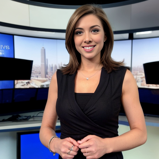 Female news anchor in her ripped shirt