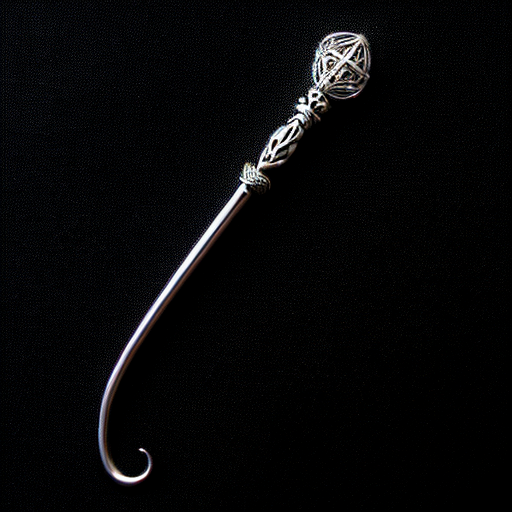 silver and white mystical wand on a solid black background