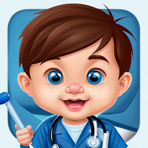 cartoon baby boy at the doctor
