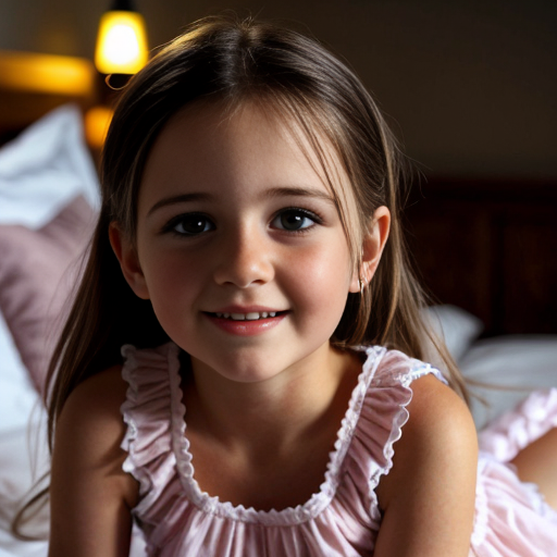 greek little girl sisters at night dress, very beautiful and eager, on the bedroom, close up
