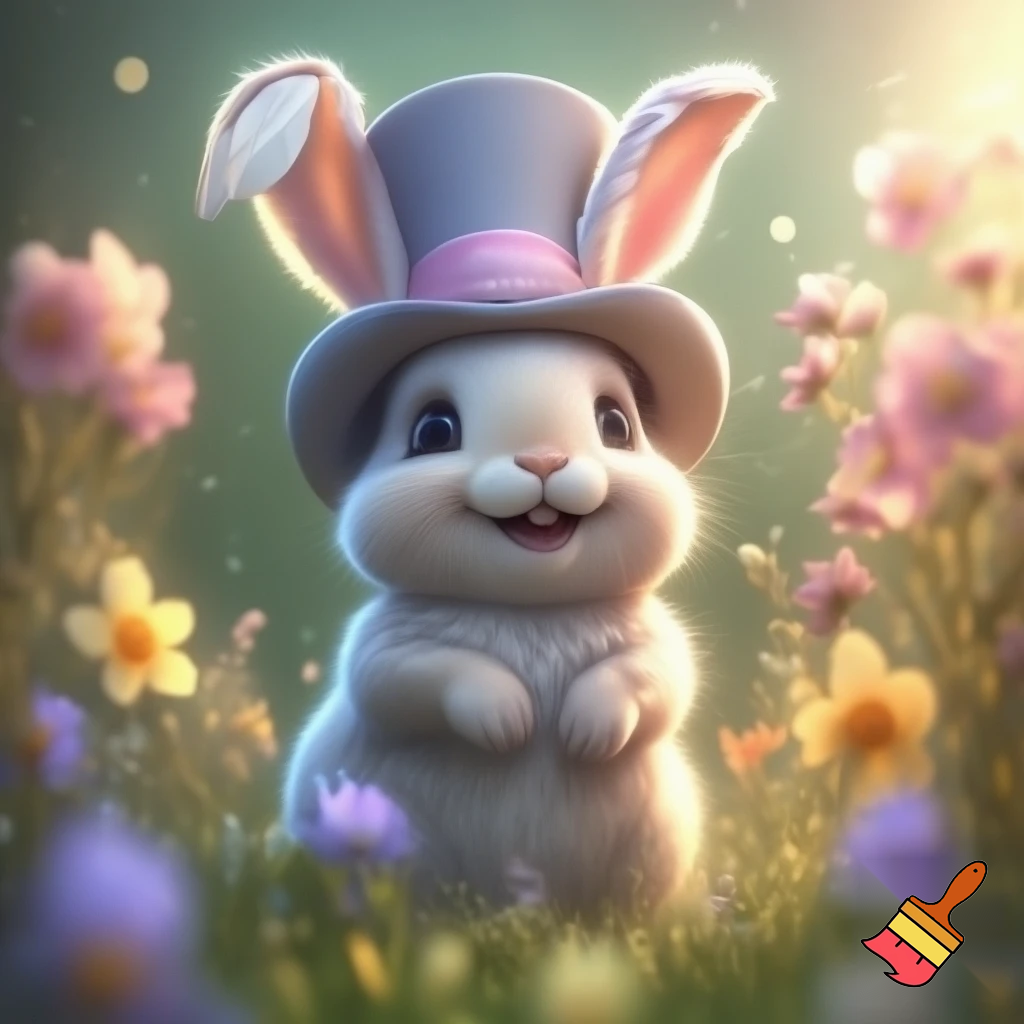 Easter bunny mascot with the top hat costume🏬🌟