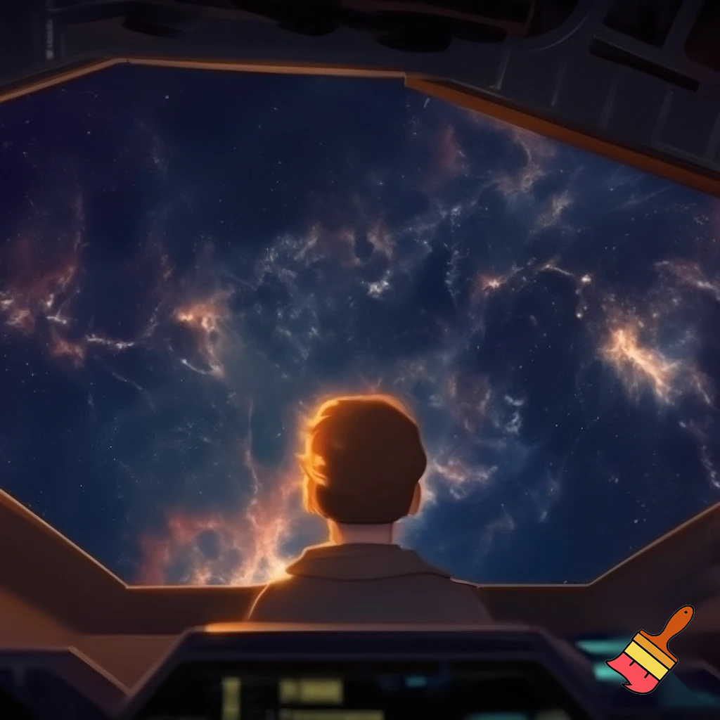 Interior cockpit view looking out at deep-space nebulae — colorful gaseous formations flowing like neural patterns, protagonist sitting contemplative, HUD overlays unobtrusive, emotional and quiet, soft warm highlights on face, ultra-detailed starfield.

Settings / Steps:

Aspect ratio 21:9 (cinematic).

Depth: foreground cockpit instruments, mid protagonist, background nebula.

Mood: contemplative, minimal action.


Negative prompt: text overlays, low detail, garish colors, watermark

Variations: external shot of ship drifting past nebula, portrait of protagonist in helmet.
