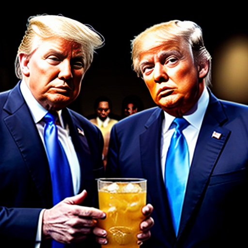 ombama with donald trump drinking a yellow drink