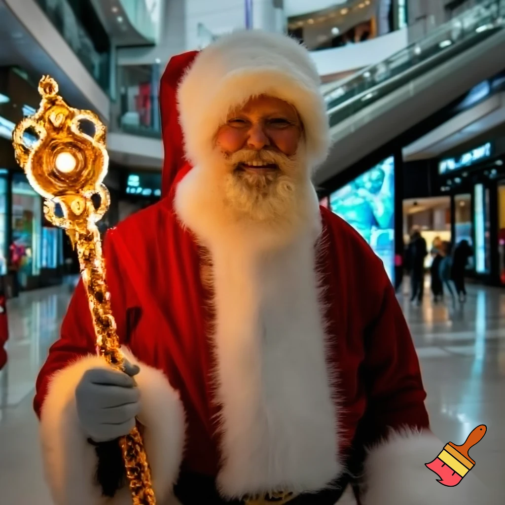Santa Claus magic walking stick staff Russia shopping Centre