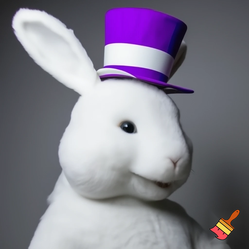 Easter bunny mascot costume top hat white and purple purple white top hat