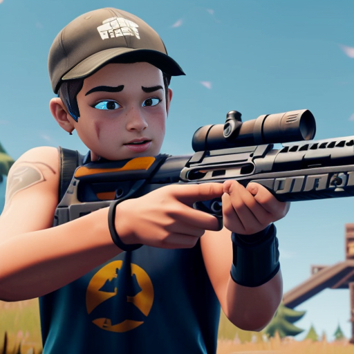 a kid fighting with fortnite guns and then one gets 200 pumped