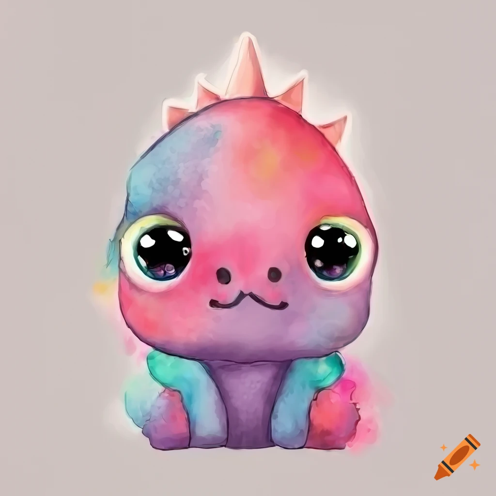 a watercolor soft touch style cute baby dino, Bright vivid hues, solid white background, 8k, ultra-realistic, high definition quality