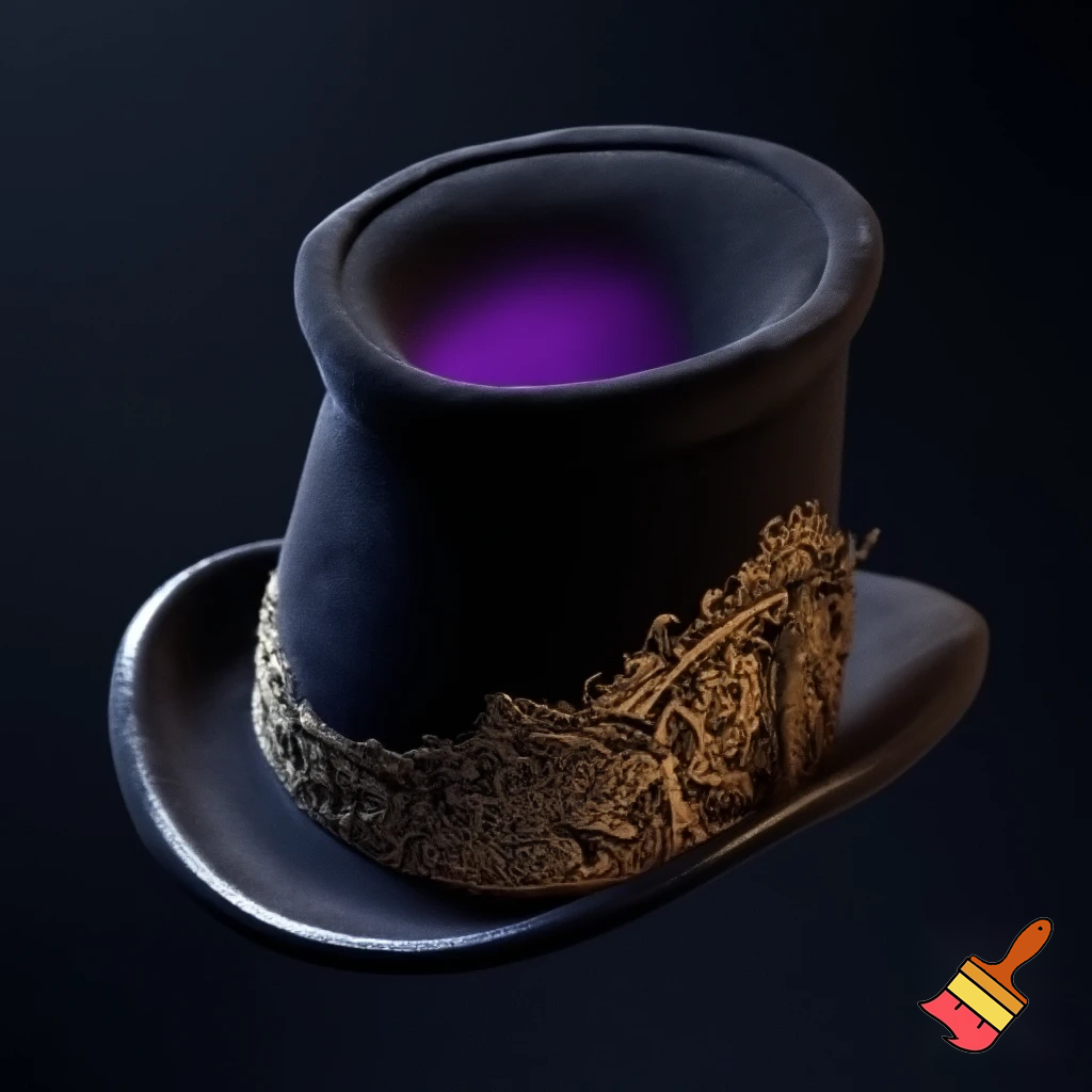 Old top hat velvet dark black golden purple