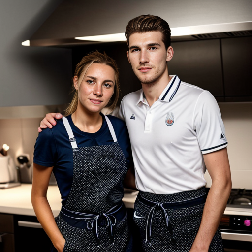 Goretzka and Vanessa at the kitchen 