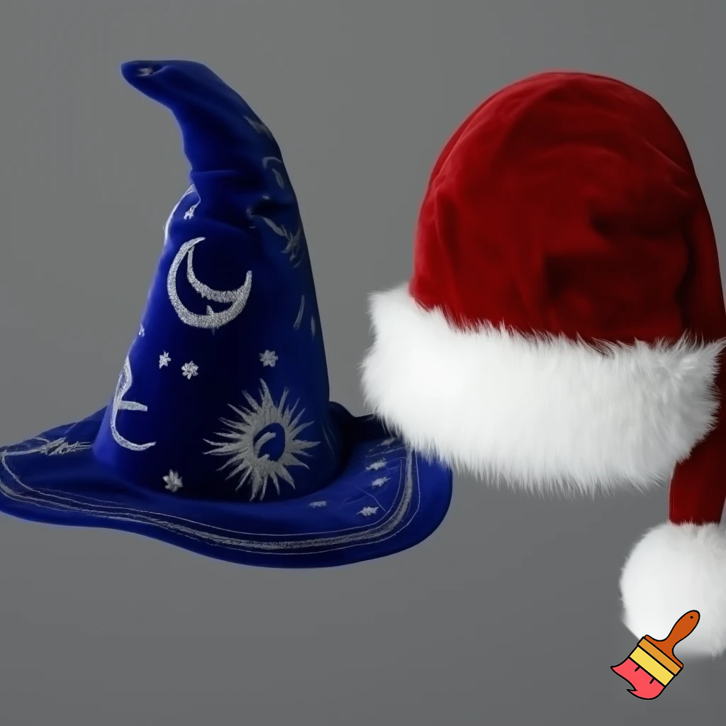 Christmas wizard hat written and velvet Santa Claus hat