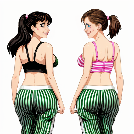 90's disney's 2d aladdin style comic black background and panels of 
Panel 1 a curvy figure two headed woman with brown hair and black striped haired ponytail and with green skin barefoot with green and white striped harem pants and pink and white striped bra marching towards viewer. 
Panel 2 then the curvy figure two headed woman with brown hair  black striped haired ponytail and with green skin barefoot with green and white striped harem pants and pink and white striped bra both looked at each other while marching towards.
Panel 3 then curvy figure two headed woman with brown black striped haired ponytail and with green skin barefoot with green and white striped harem pants and pink and white striped bra looked at viewer. 
Panel 4 then the curvy figure two headed woman with  brown hair and l black striped haired ponytail and with green skin barefoot with green and white striped harem pants and pink and white striped bra kissed the viewer while marching. 
Panel 5 then the curvy figure two headed woman with brown hair black striped haired ponytail and with green skin barefoot with green and white striped harem pants and pink and white striped bra turns around and turns around and revealing to the viewer a yellow triangle shaped stitch patch was on the middle of her butt of her green and white striped harem pants. 
Panel 6 then curvy figure two headed woman with brown hair and black striped haired ponytail and with green skin barefoot with green and white striped harem pants and pink and white striped bra shakes her butt with the yellow triangle shaped Stitch patch on her big butt.