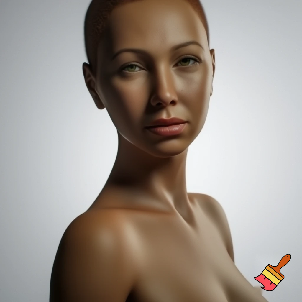 A woman bare chested full body image 