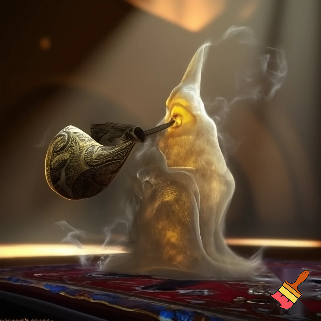 middle eastern djinn coming from bagpipes