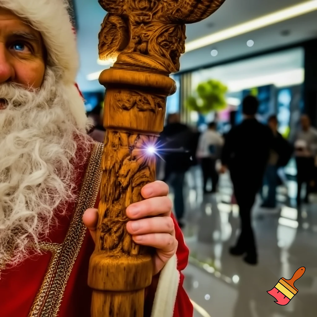 Santa Claus magic walking stick staff Russia shopping Centre Australia shopping immune in a star