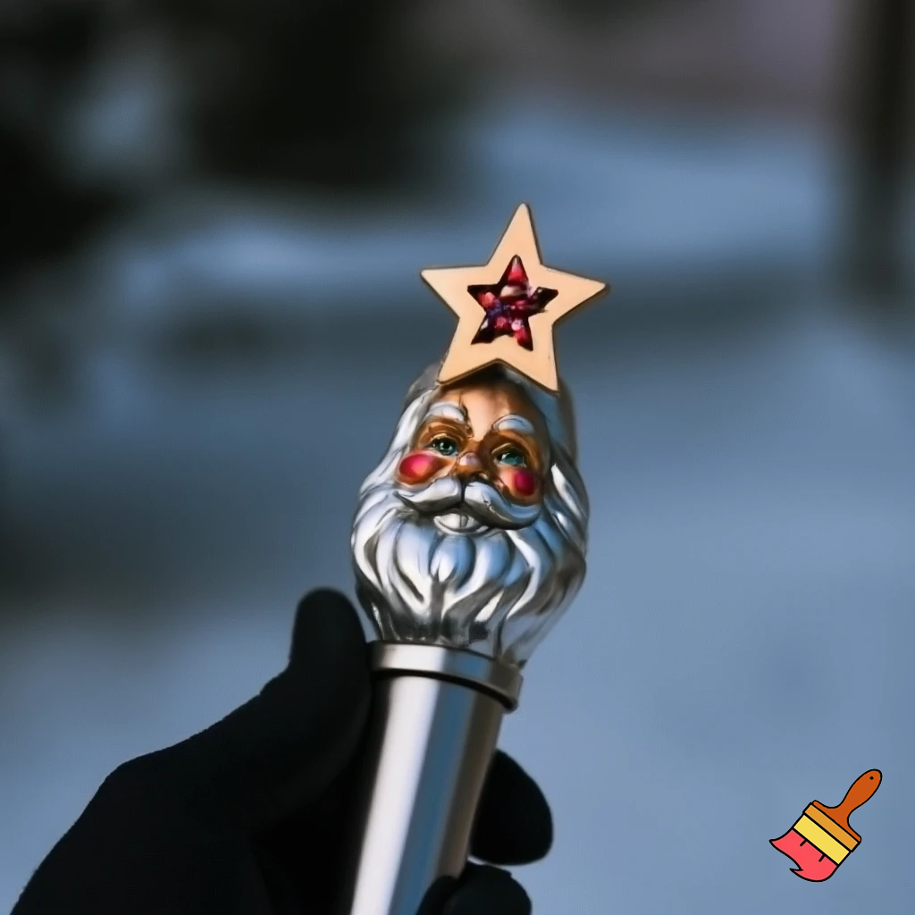 Russian Santa Claus walking stick with a star Santa Claus the real Santa Claus metal
