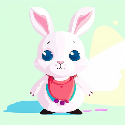 cute cartoon rabbit for kids, colorful, 2D animation style