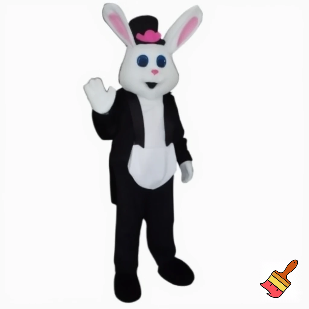 Easter bunny mascot top hat costume with a