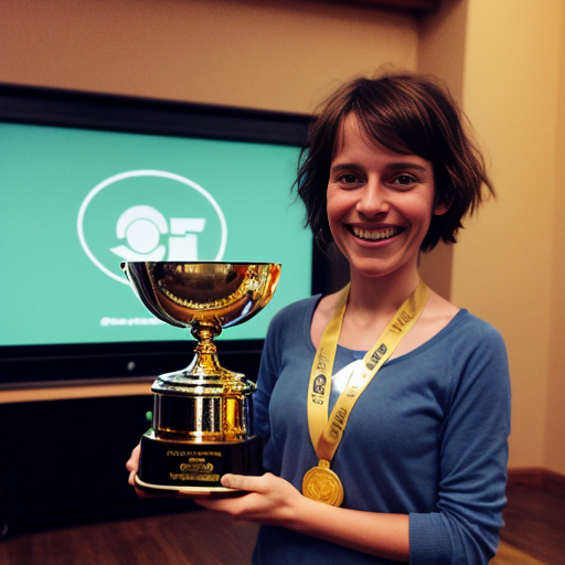 inside out style happy proud gold holding trophy one person gold