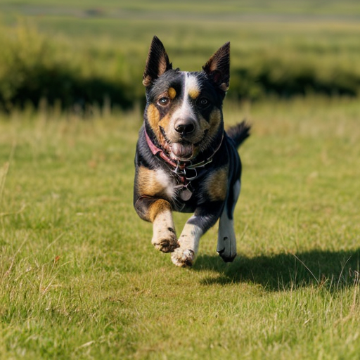 un cane che corre nella prateria