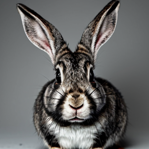 feral rabbit taking a mugshot looking sinister and looking VERY  menacing and smirking.
