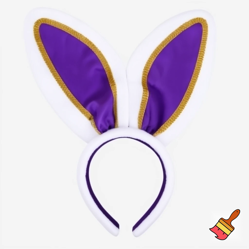  Easter bunny top head headband, purple and white and gold