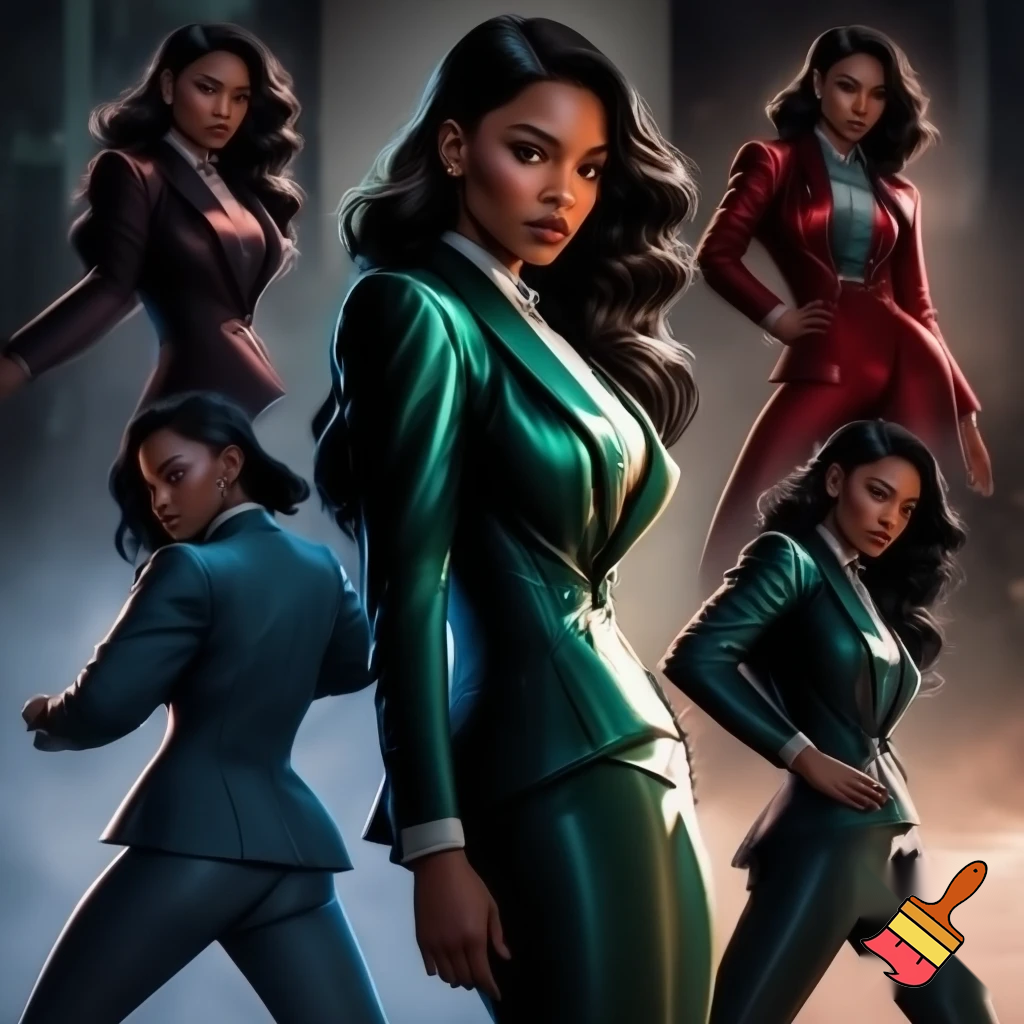 generame 5 imagenes de una misma persona en traje sensual 

