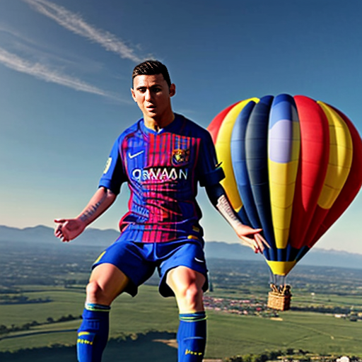 messi with ronaldo in hot air balloon