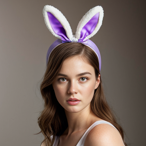 Easter bunny top hat headband, purple and white with gold