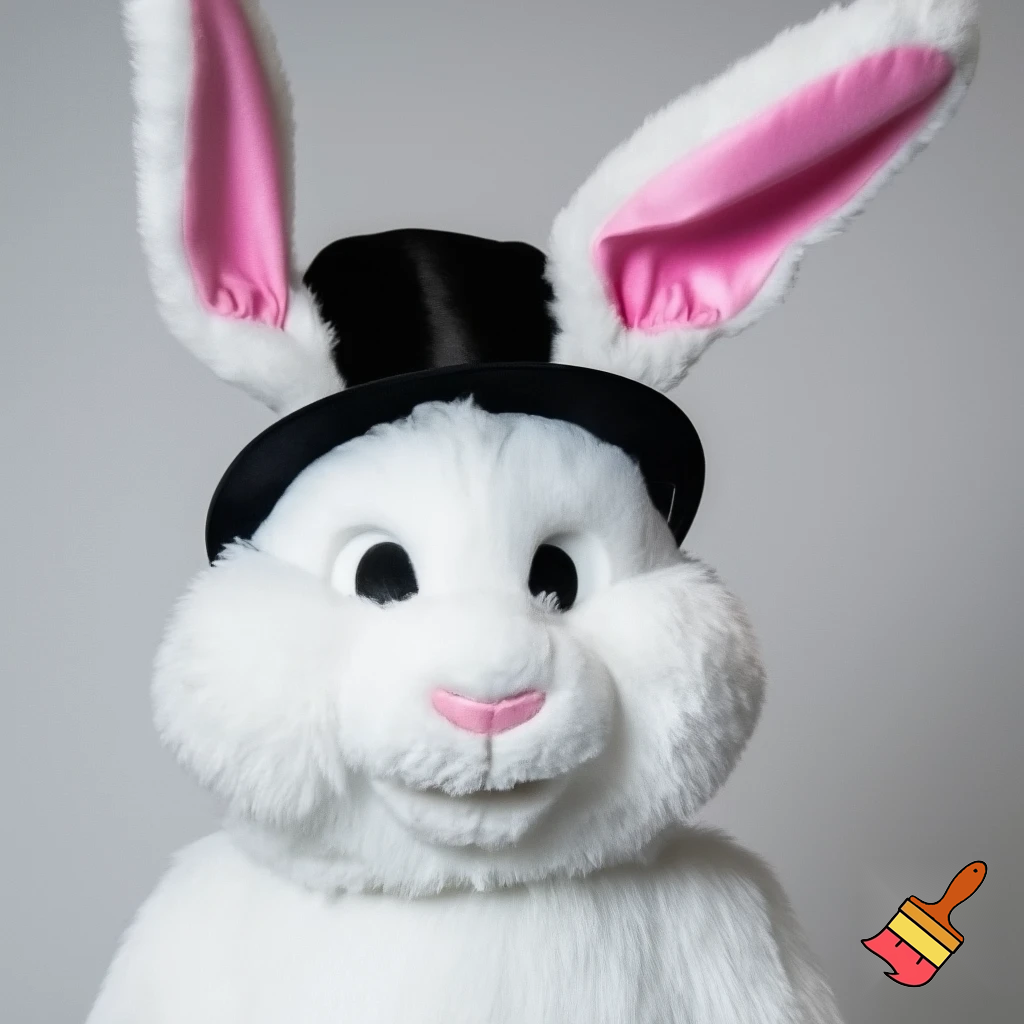 Easter bunny mascot top hat costume with a
