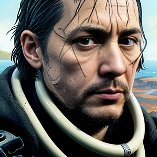 death stranding body by  Geof Darrow realistic detailed