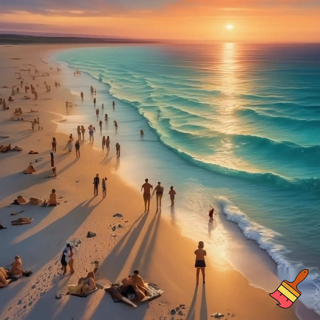 People at a beach realistic 