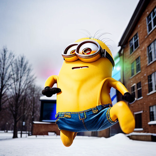 Minion flying in snow 