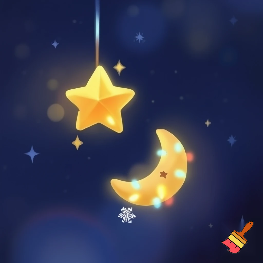 Star and moon christmas cartoon